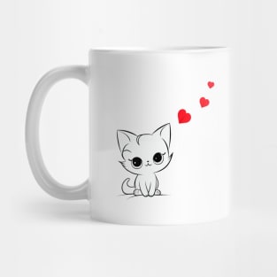 Сute  kitten, red heart Mug